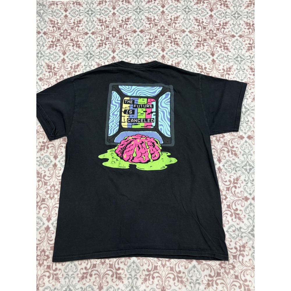 A-Lab Mens Black The Future Is Canceled Melting Brain Graphic T-Shirt Large